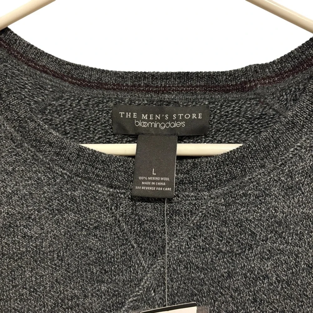 The Men's Store Bloomingdale's Merino Wool Sweater Size Large Knit Black Marled